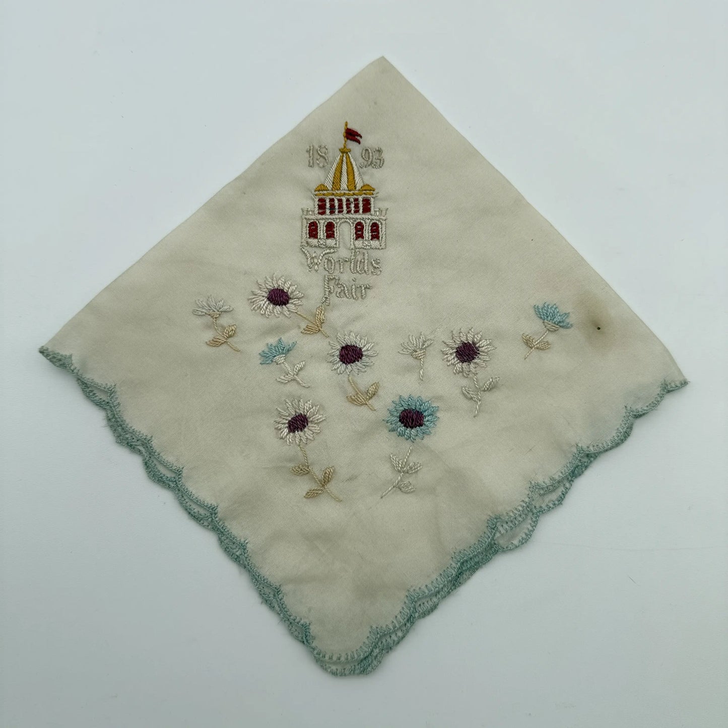 World’s Fair 1893 Columbian Exposition Embroidered Silk Handkerchiefs
