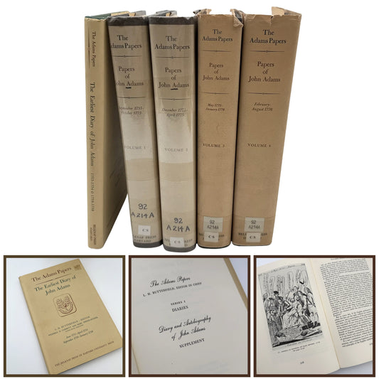 "The Adams Papers" — The Earliest Diary of John Adams — From June 1753 to August 1777 — Five volumes
