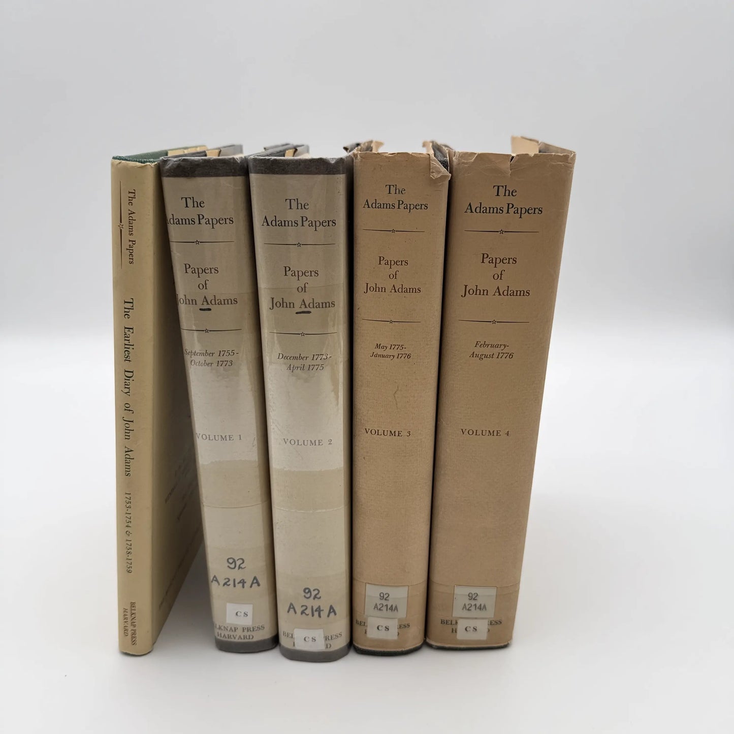 "The Adams Papers" — The Earliest Diary of John Adams — From June 1753 to August 1777 — Five volumes