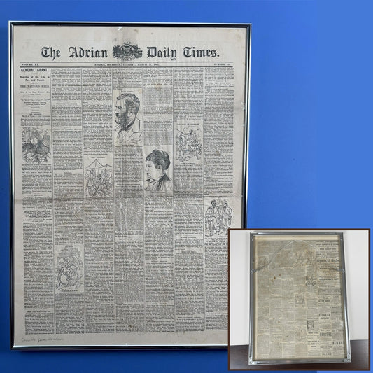 "Adrian Daily Times" with stories about the life and career of Gen. Ulysses Grant — Adrian, Michigan, March 31, 1885