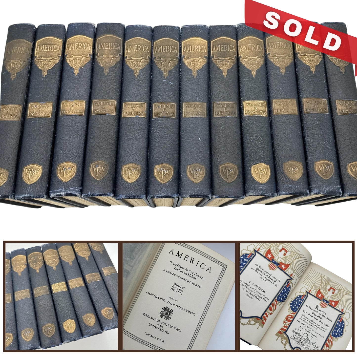 12-volume set, "America: Great Crises In Our History Told by Its Makers" — Complete set in excellent condition