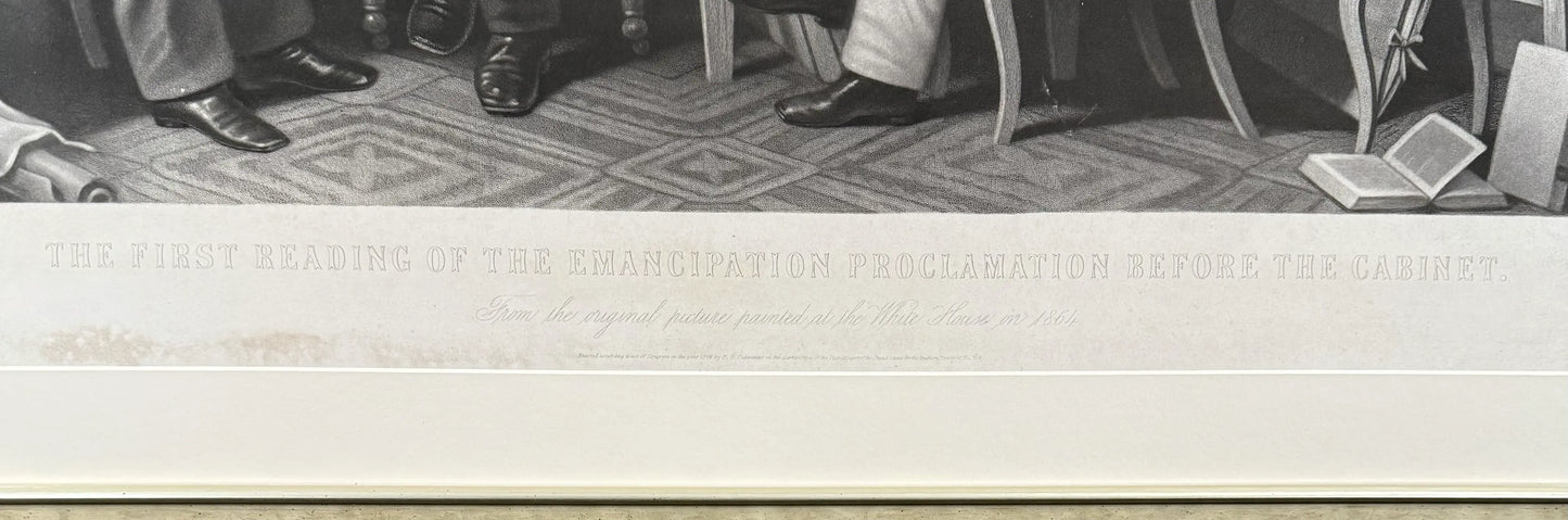 "First Reading of the Emancipation Proclamation of President Lincoln" Engraving — Matted and framed