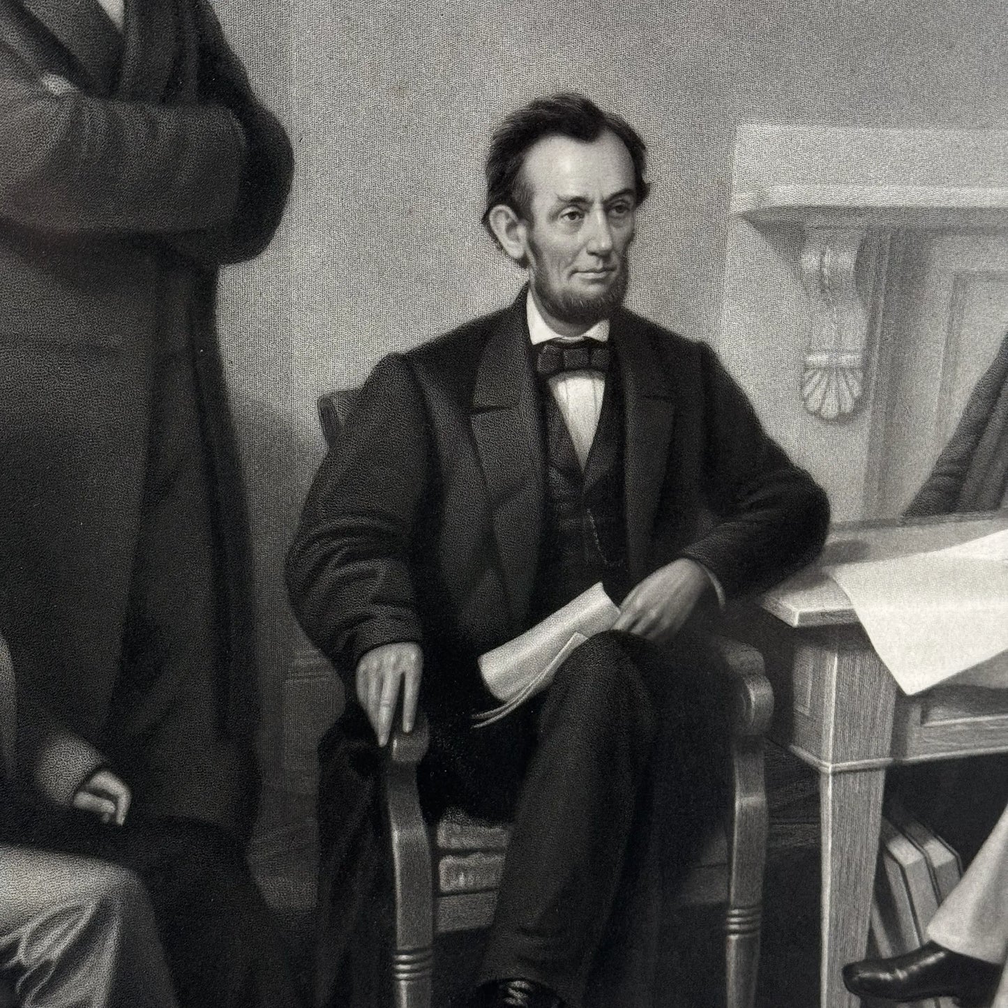 "First Reading of the Emancipation Proclamation of President Lincoln" Engraving — Matted and framed