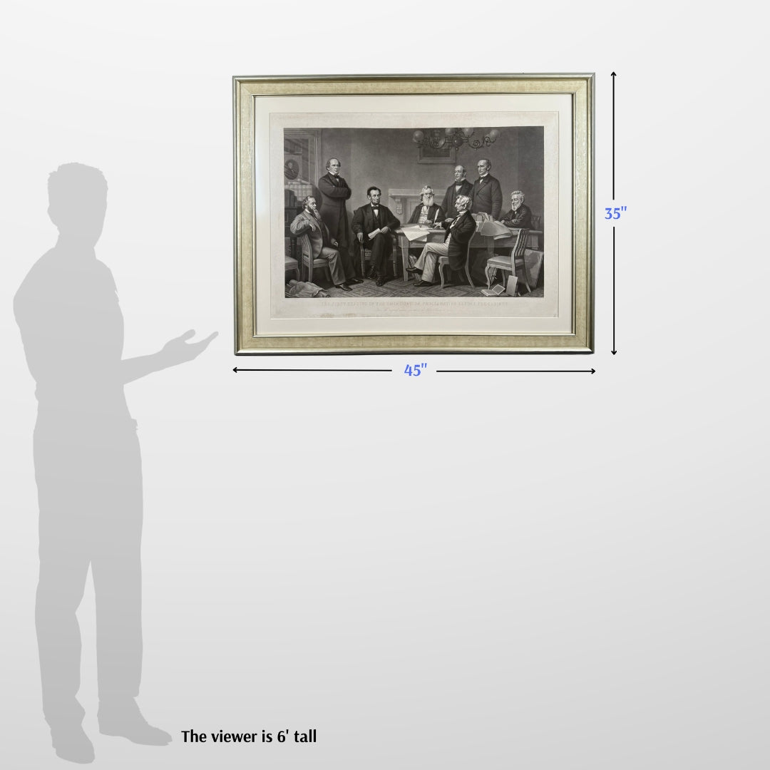 "First Reading of the Emancipation Proclamation of President Lincoln" Engraving — Matted and framed