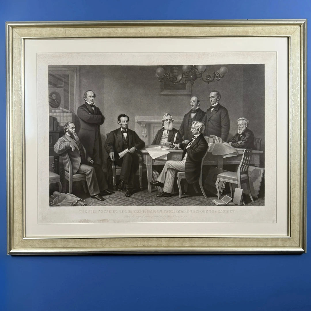 "First Reading of the Emancipation Proclamation of President Lincoln" Engraving — Matted and framed