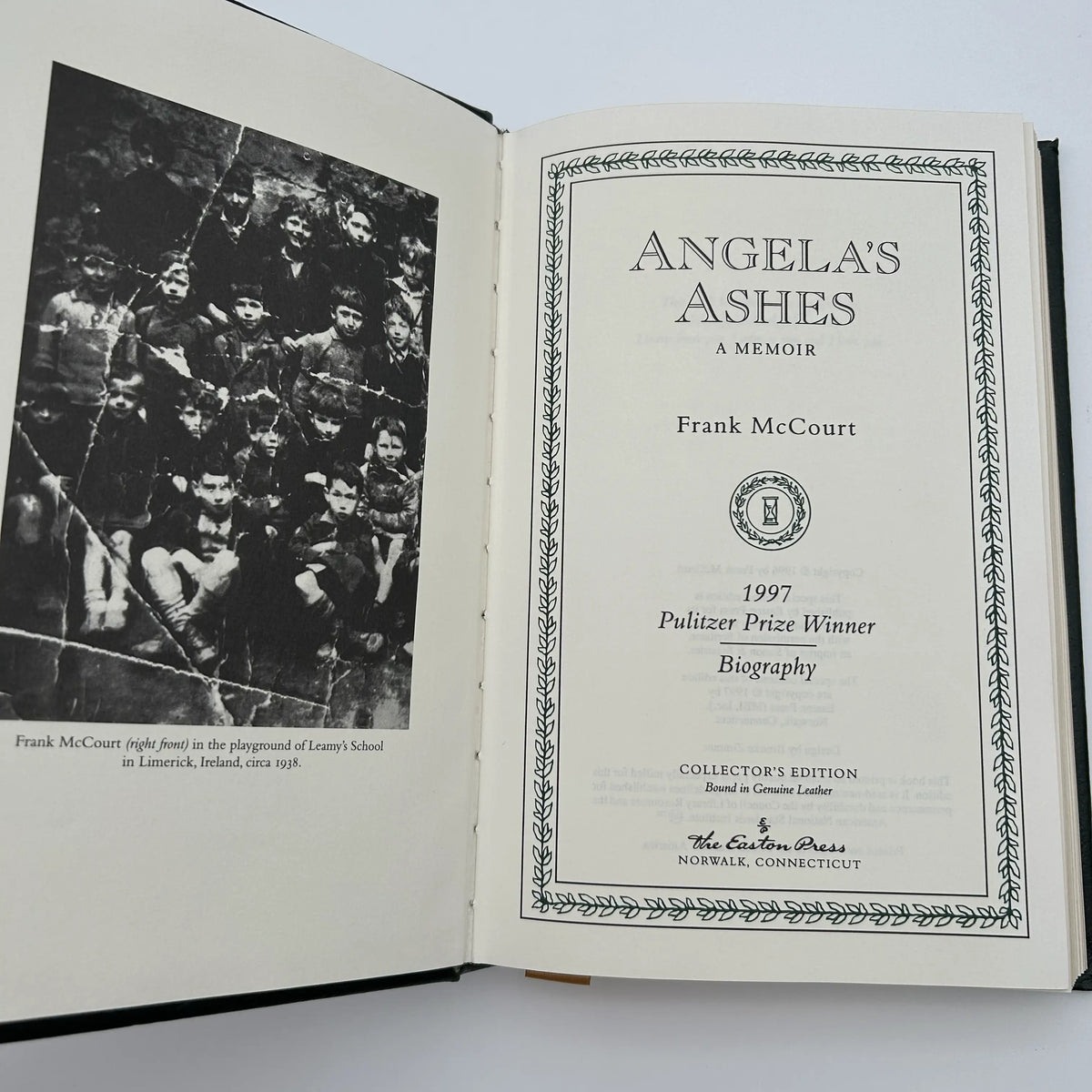 "Angela's Ashes" Signed by author, Frank McCourt - Leather-bound, gilt-edged Easton Press edition