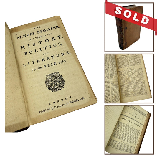 "The Annual Register, or a View of the History, Politics, and Literature, For the Year 1780" — First edition