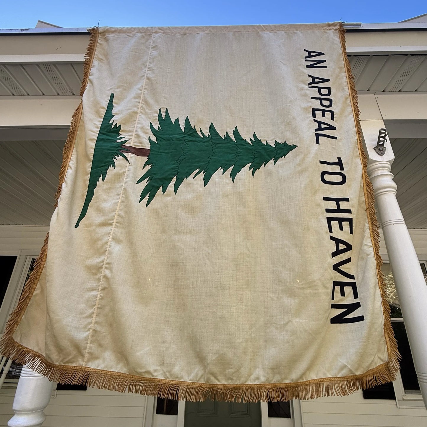 "An Appeal to Heaven" Revolutionary War Flag — sewn, with gold fringe