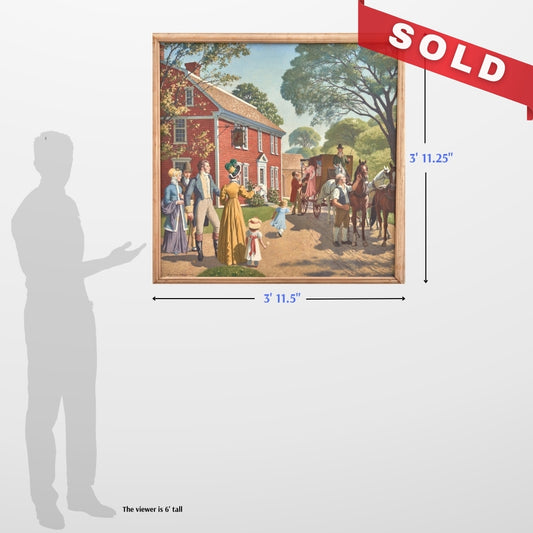 The Wayside Inn — Large painting — "The Arrival of the Boston Stage Coach at the Red Horse Tavern, 1812" — A. Lassell Ripley