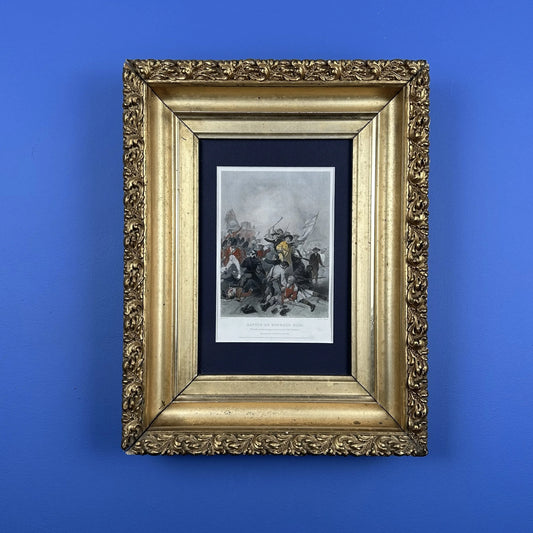 Ornate Gold Framed "Battle of Bunker's Hill" — Small, highly detailed print, in color — From The History List Store