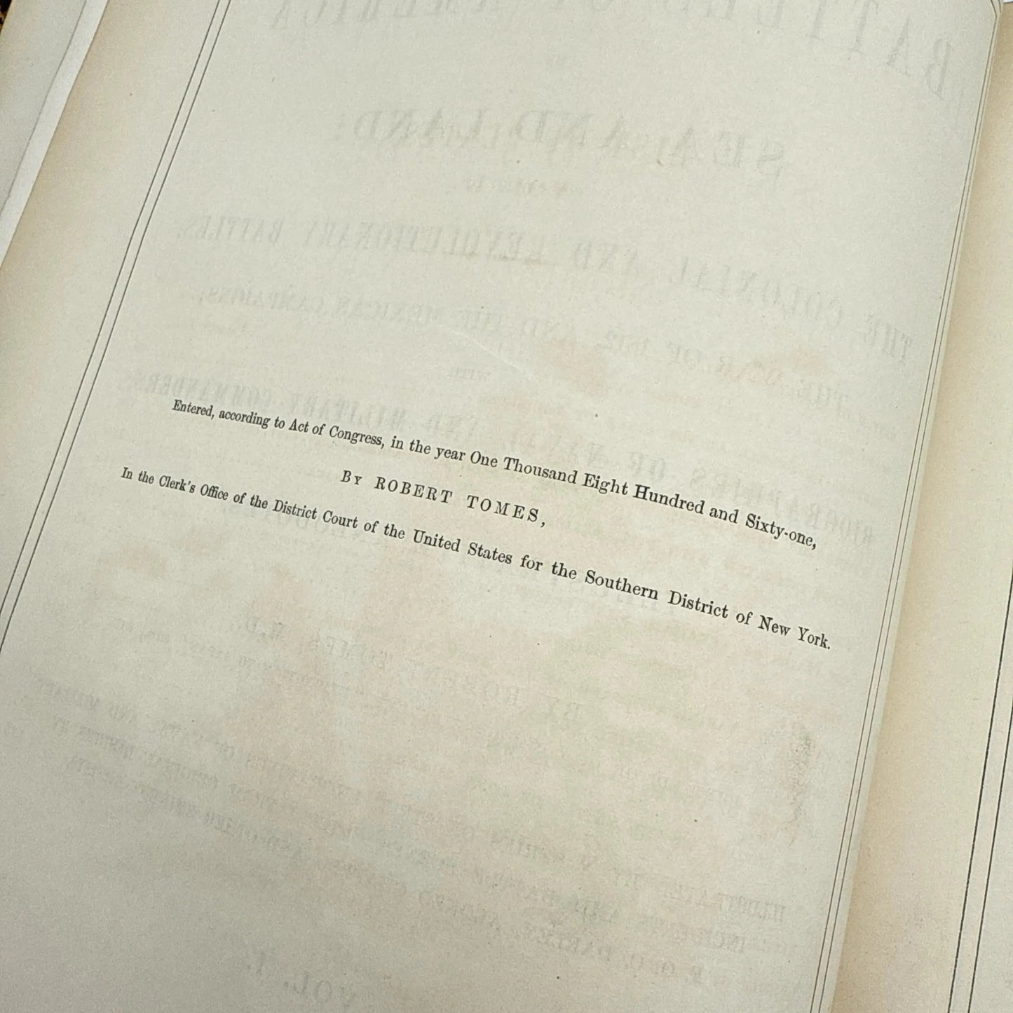 1861 "Battles of America by Sea and Land New York" by Robert Tomes — Three volume set