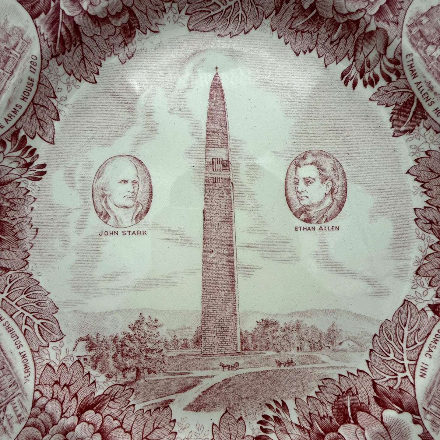 Bennington Battle Monument Wedgwood Plate with John Stark and Ethan Allen