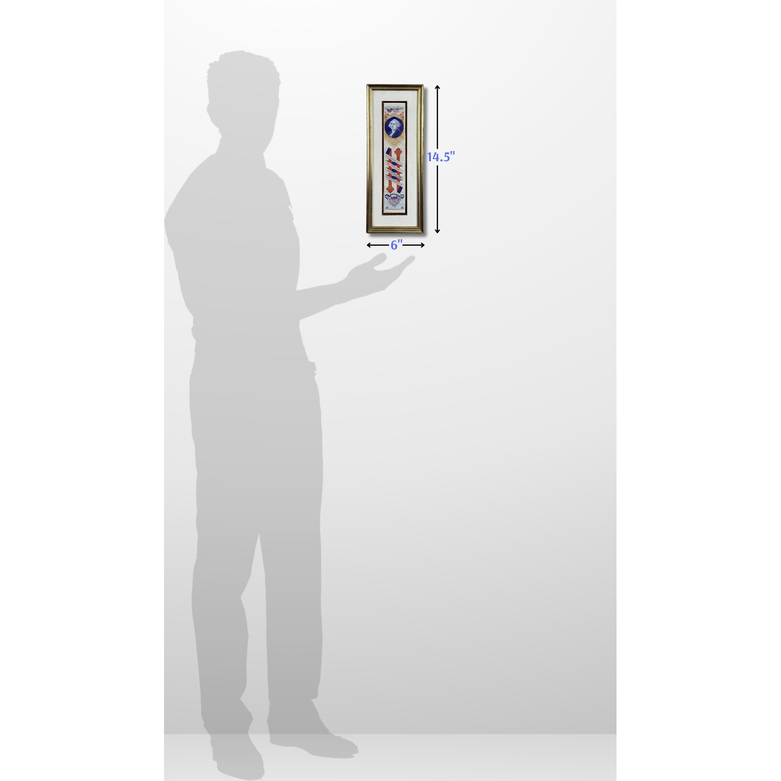 6 foot man reference of George Washington Bicentennial Silk Stevengraph Ribbon — Framed from the History List Store.