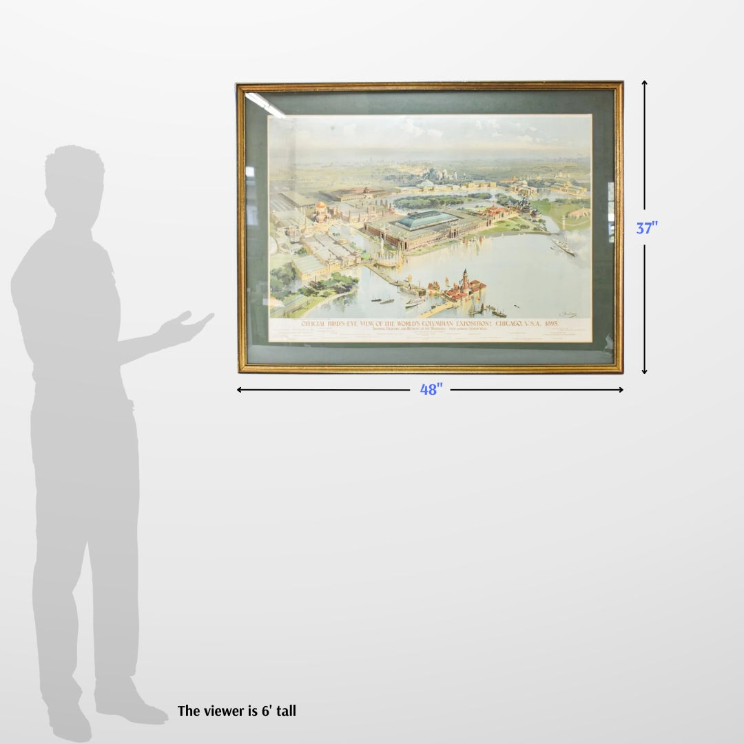 "Official Birds-eye View of the Columbian Exposition; Chicago U.S.A. 1893" — Framed