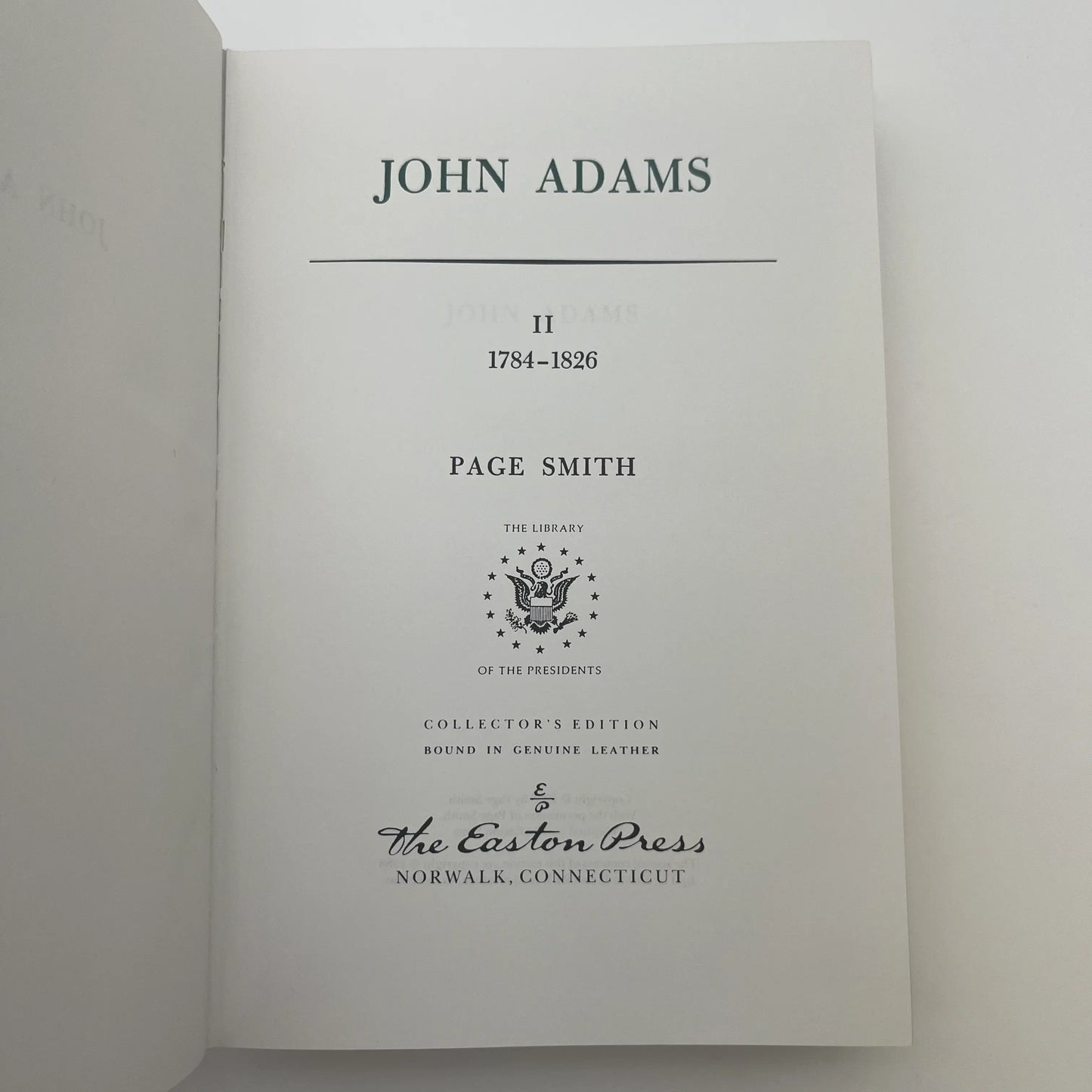 "John Adams" by Page Smith — Two volume set — Leather-bound, gilt-edged Easton Press edition