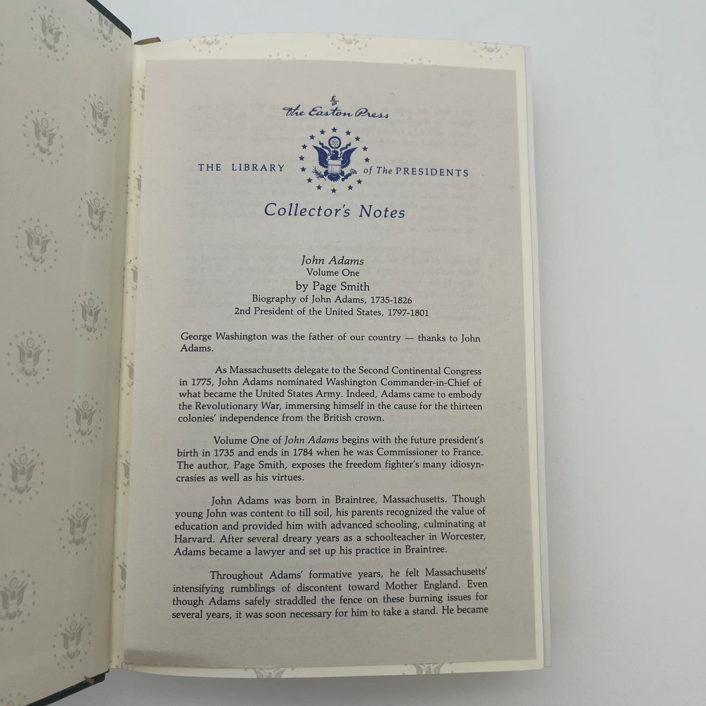 "John Adams" by Page Smith — Two volume set — Leather-bound, gilt-edged Easton Press edition