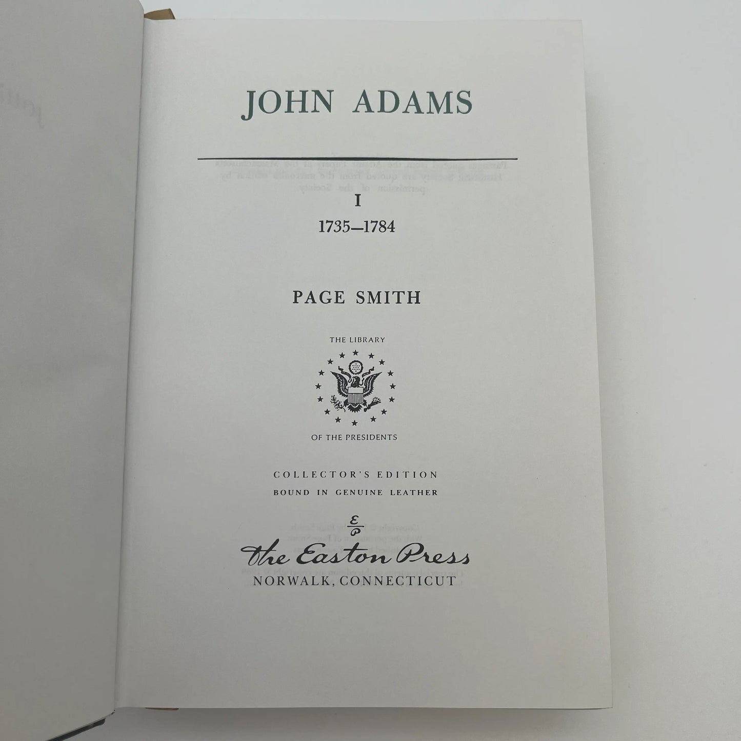 "John Adams" by Page Smith — Two volume set — Leather-bound, gilt-edged Easton Press edition