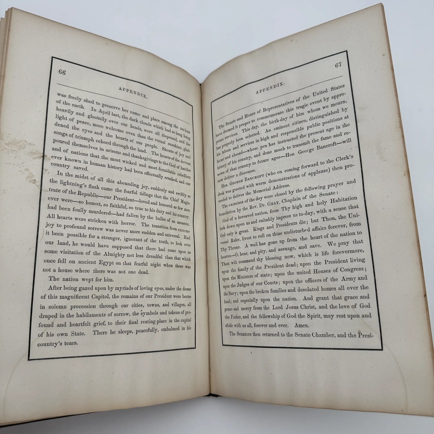 "The Memorial Address on the Life and Character of Abraham Lincoln" by George Bancroft — First edition