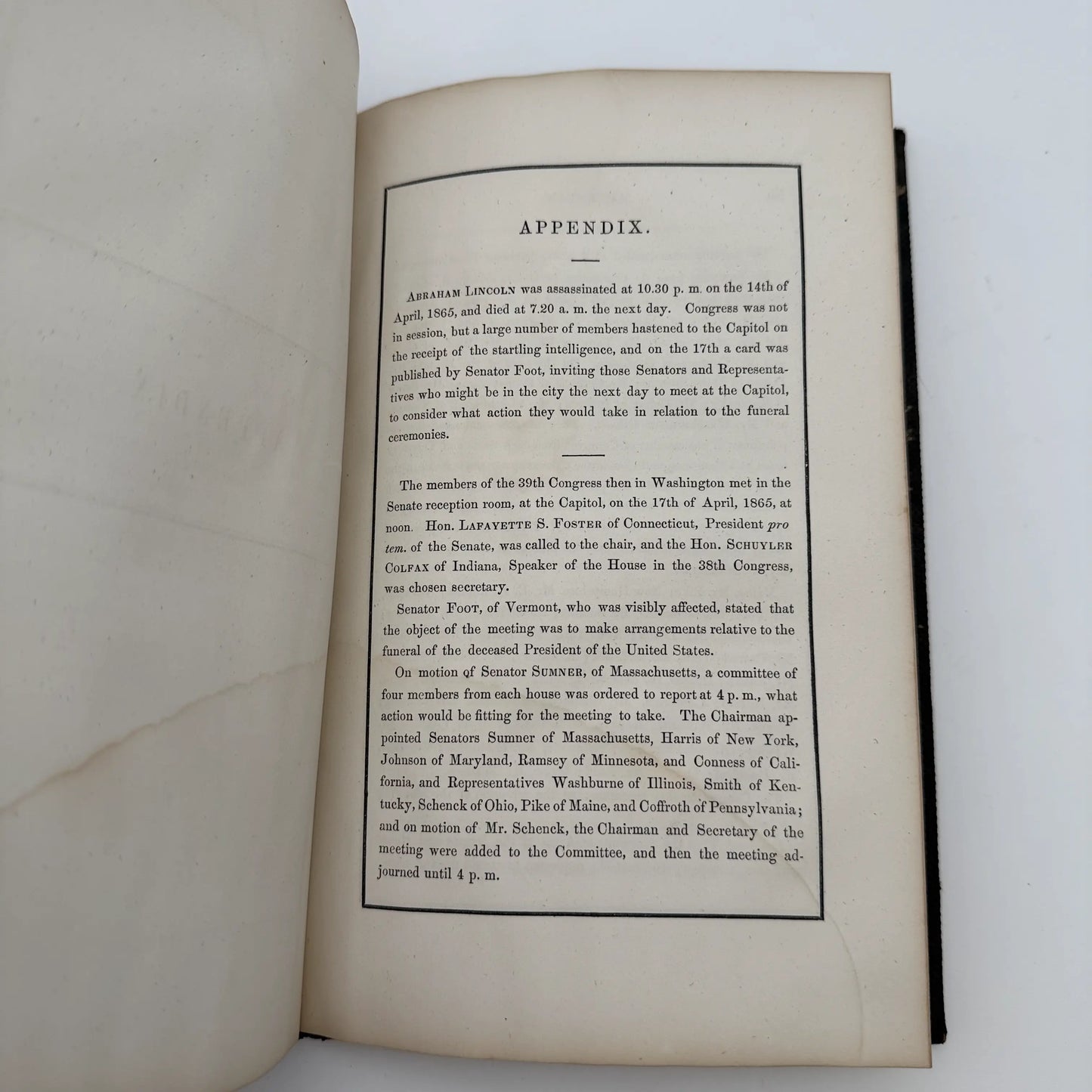 "The Memorial Address on the Life and Character of Abraham Lincoln" by George Bancroft — First edition