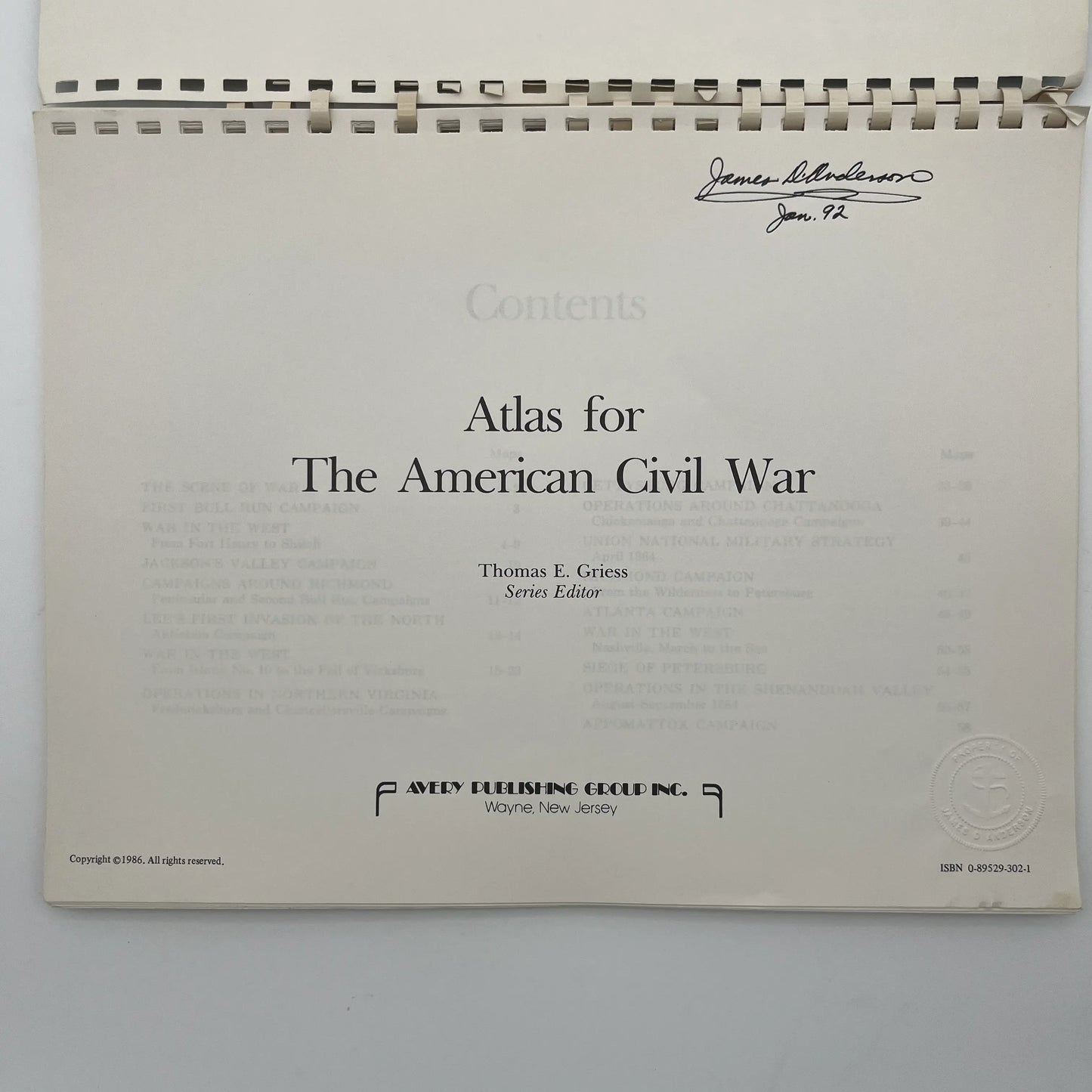 "Atlas for the American Civil War: The West Point Military History Series" by Thomas E. Griess