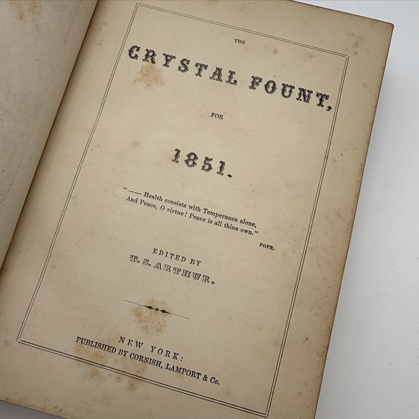 "The Crystal Fount for 1851" Edited by T.S. Arthur — 1851
