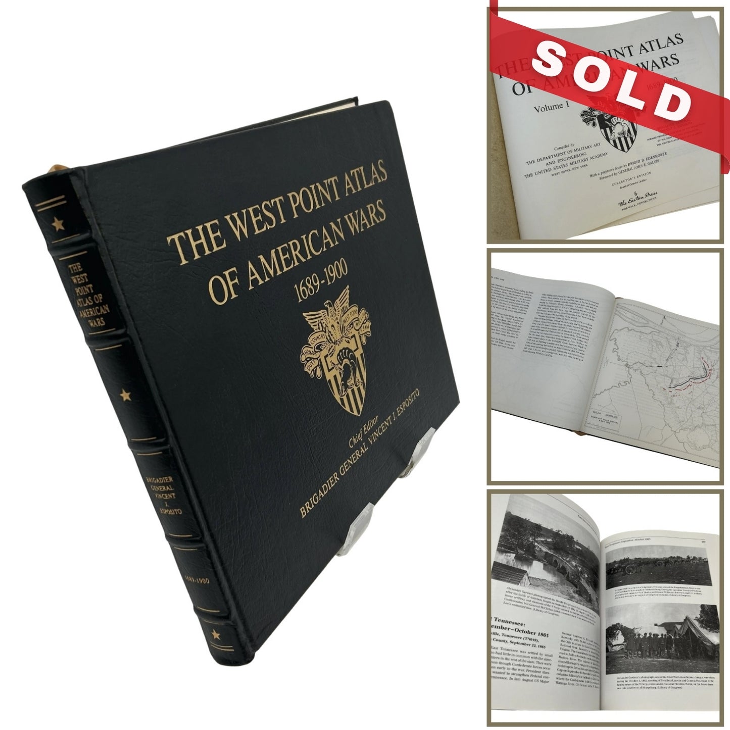 "The West Point Atlas of American Wars: Vol 1. 1689 - 1900" by Brig. Gen. Vincent J. Esposito — Leather-bound, gilt-edged Easton Press edition