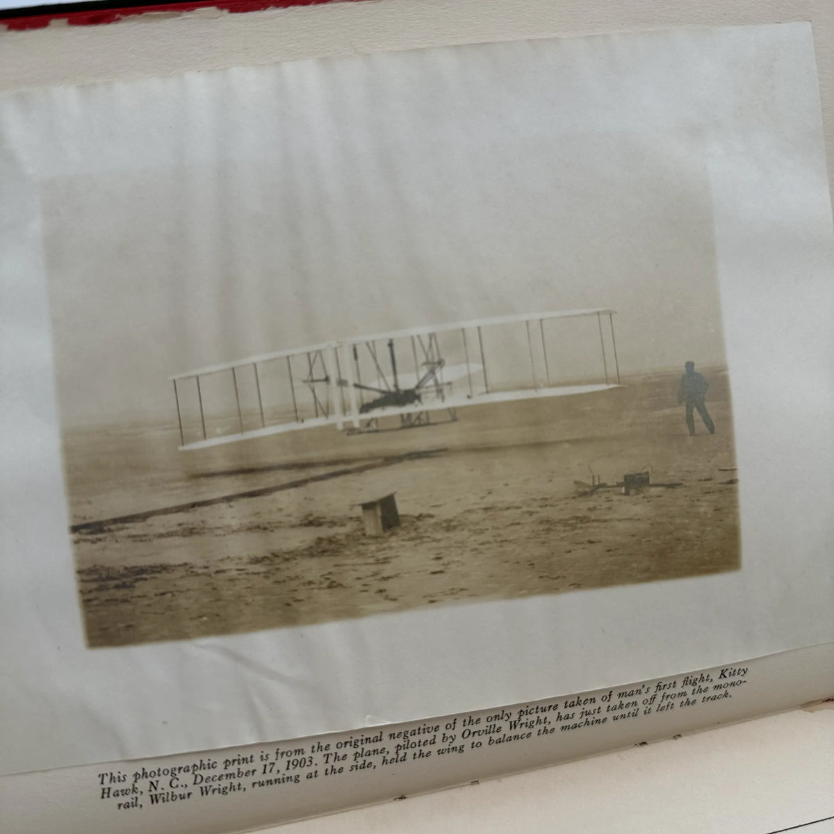 Dedication of the Wright Brothers Shop with first flight photo made fro m original negative