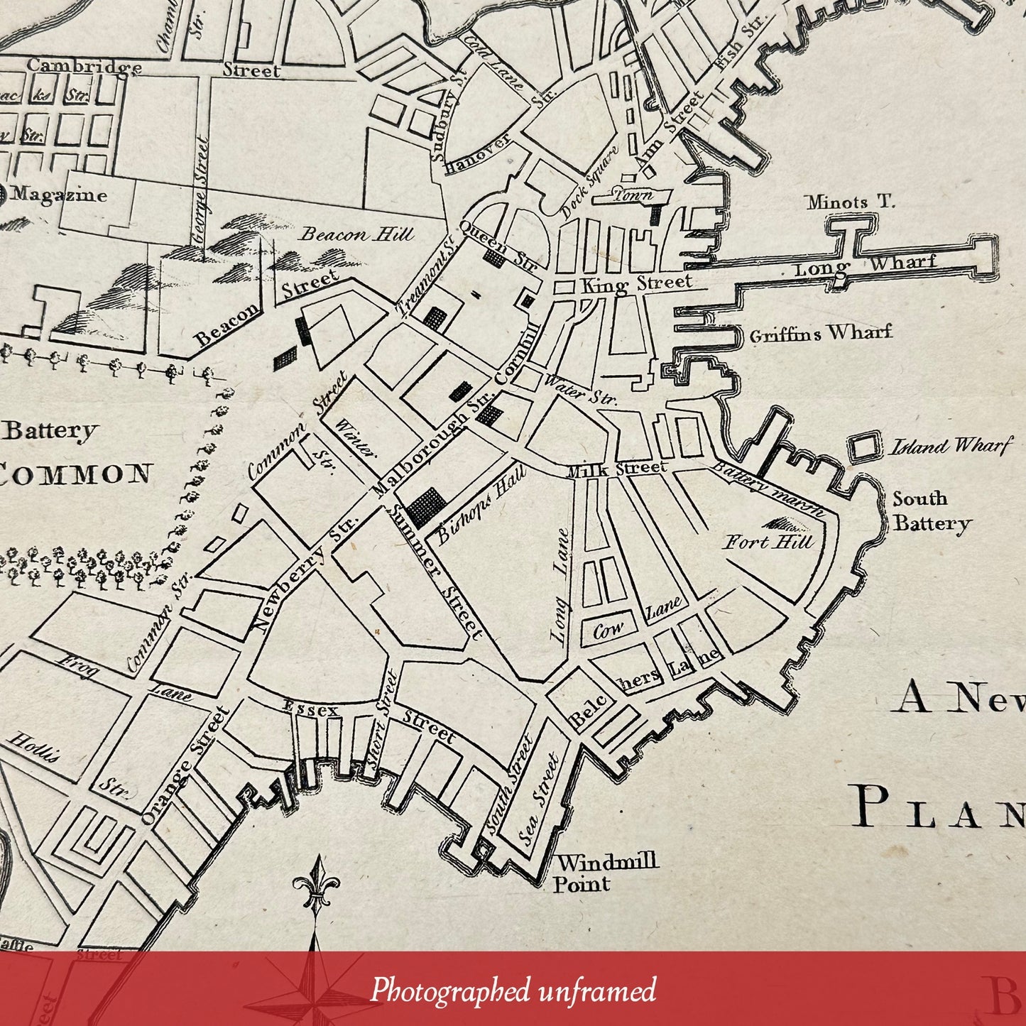 King Street, Photographed unframed Map, 'A New and Correct Plan of the Town of Boston' from the 'Gentleman's Magazine' — October 1775 — from The History List Store.