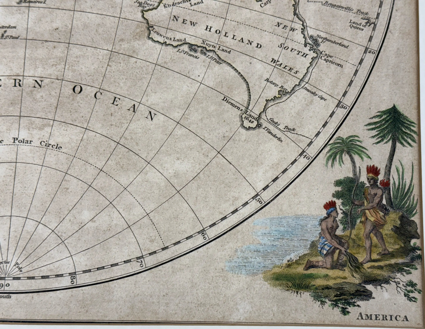 1780 "Bowles's New Map of the World" Double-page engraved map with hand-colored cartouches