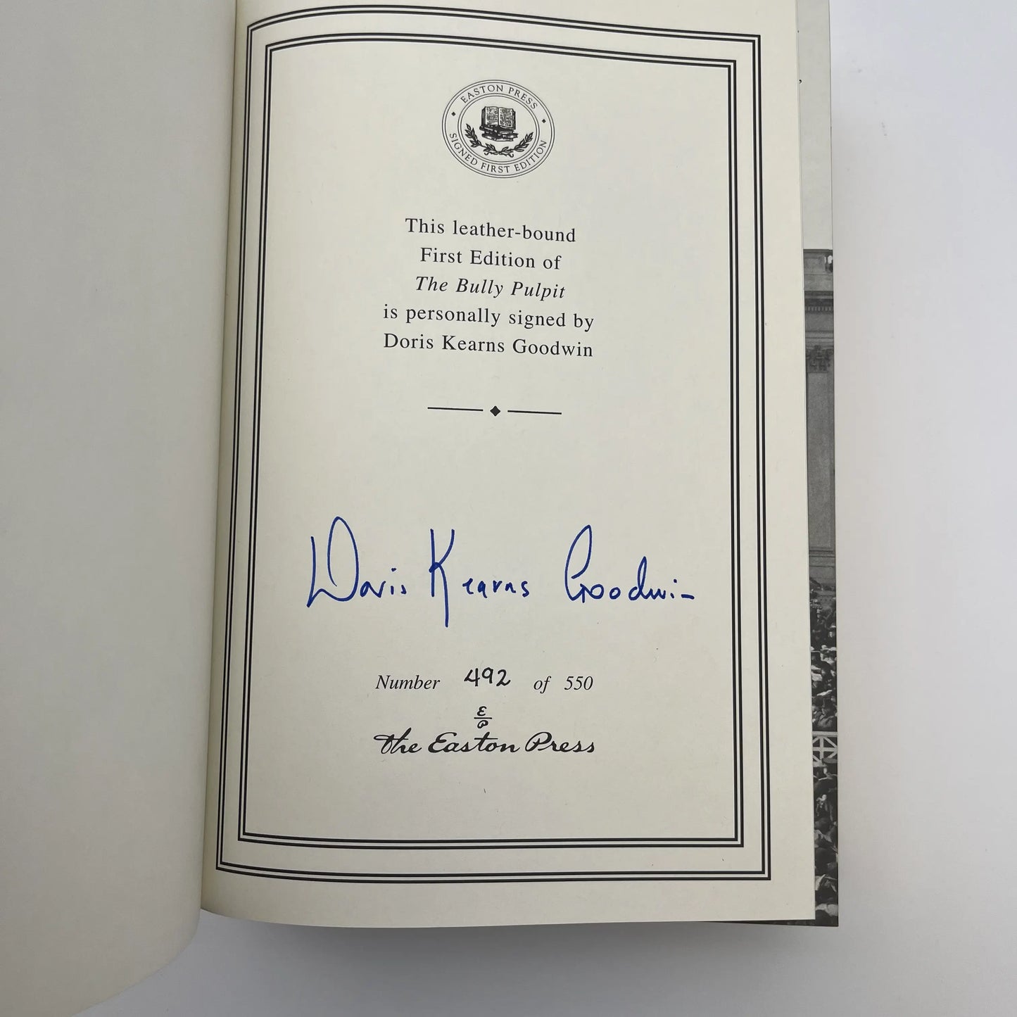 "The Bully Pulpit" Signed by Doris Kearns Goodwin — Leather-bound, gilt edged