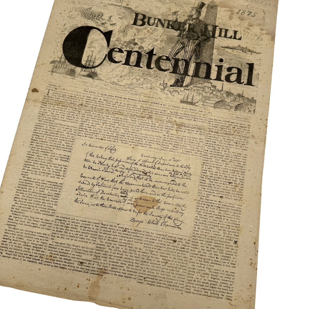 1875 "Bunker Hill Centennial" Commemorative Newspaper