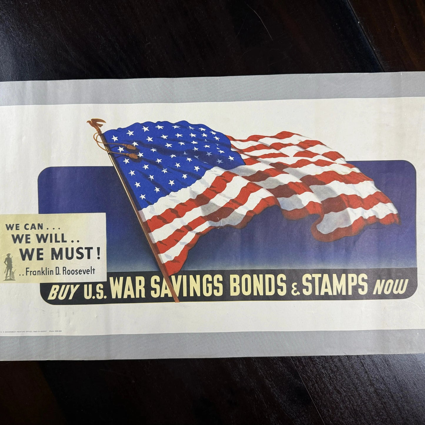 Original 1942 War Bond Poster — "We Can, We Will, We Must" —  Buy U.S. War Savings Bonds & Stamps Now