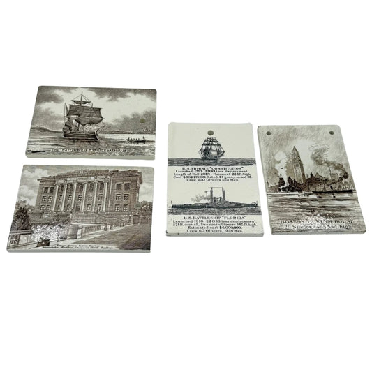 Calendar Tiles with Historic Scenes of the Mayflower, USS Constitution, and Historic Boston Landmarks — 1908 - 1920