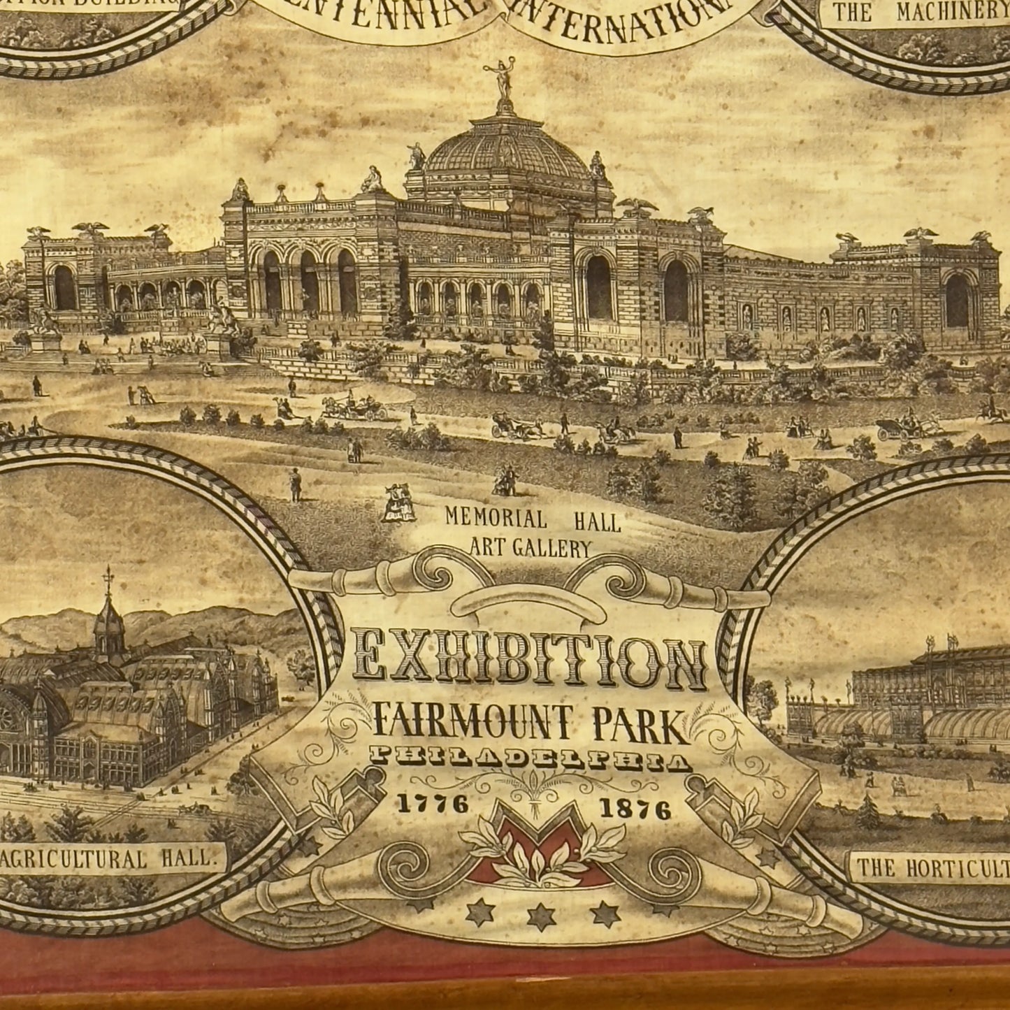 1876 Centennial International Exhibition printed cloth — Framed or unframed
