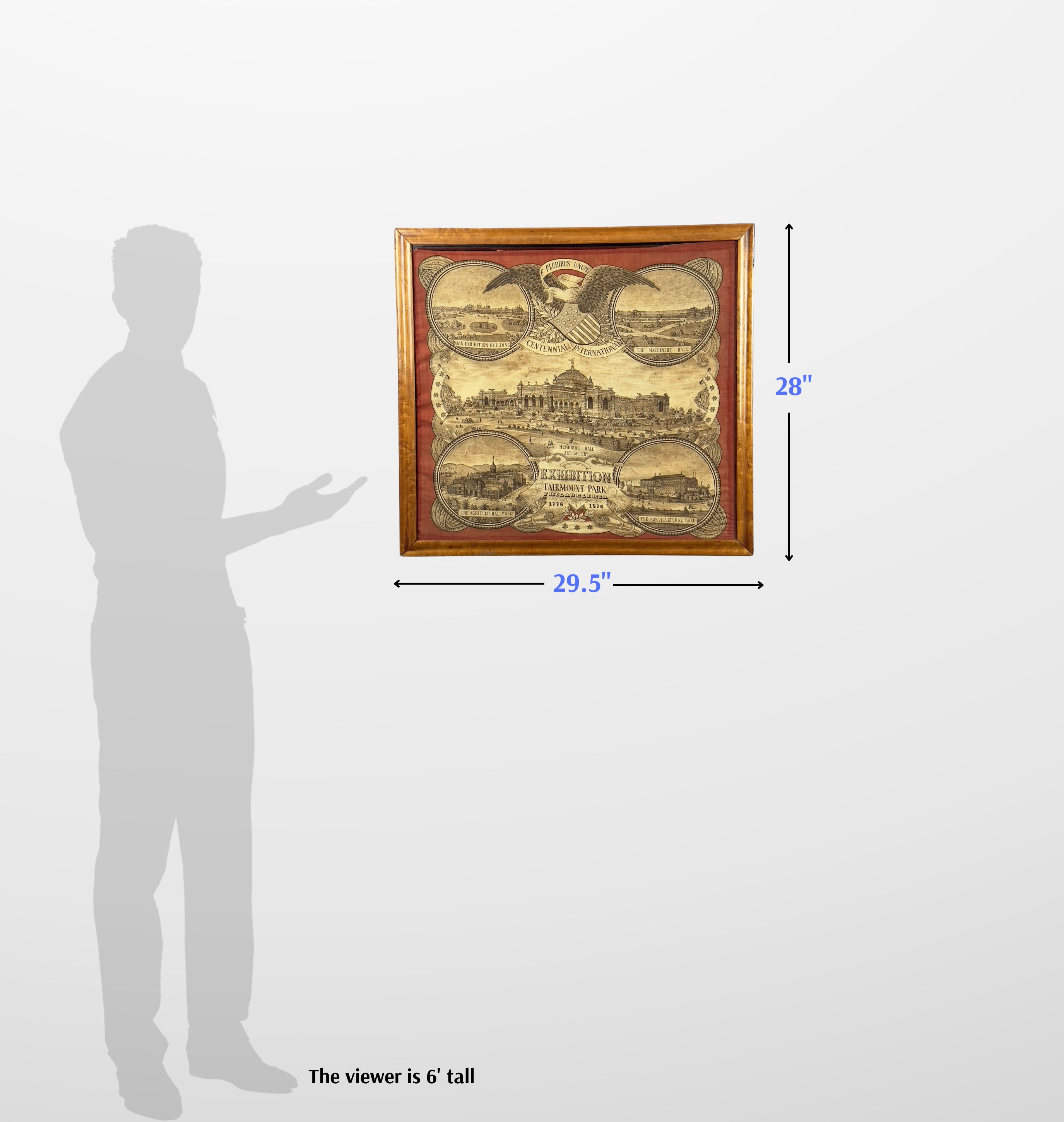 1876 Centennial International Exhibition printed cloth — Framed or