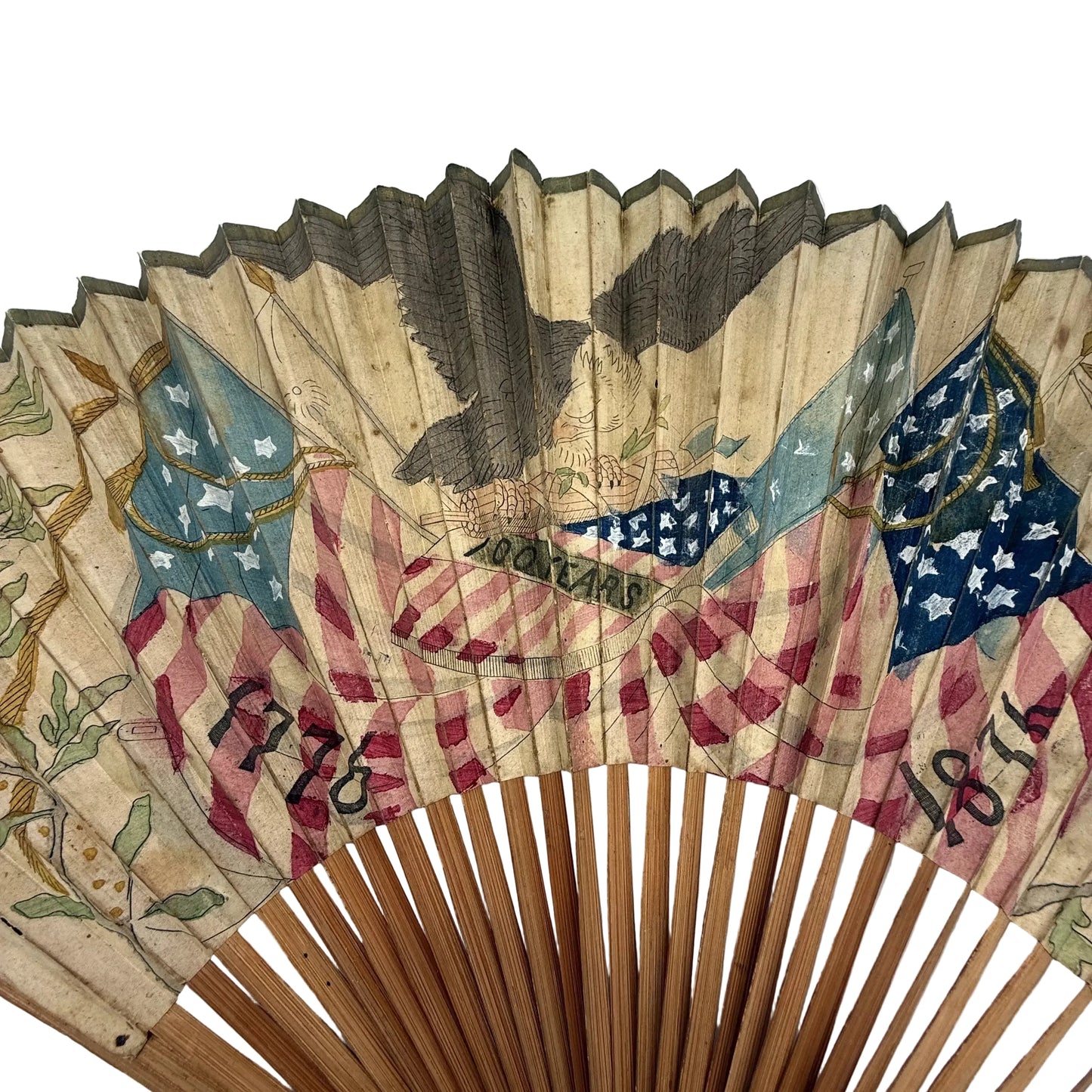 Hand painted 1876 Centennial Exposition Fan