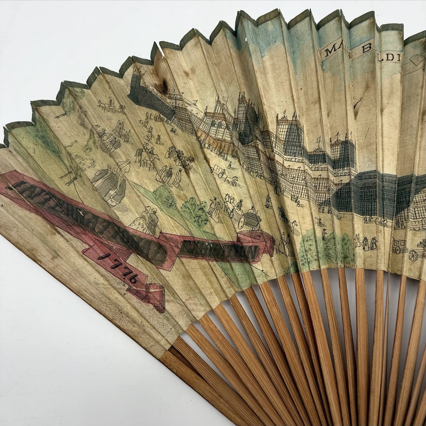 Hand painted 1876 Centennial Exposition Fan