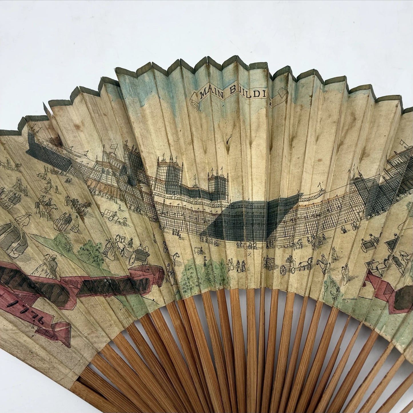 Hand painted 1876 Centennial Exposition Fan