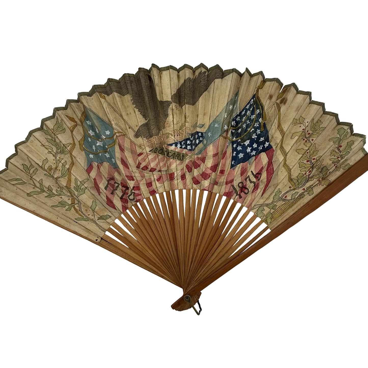 Hand painted 1876 Centennial Exposition Fan