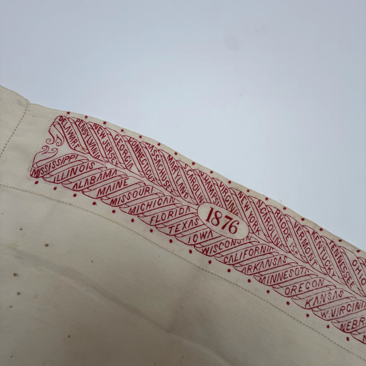 Centennial Handkerchief — With the states in 1776 and 1876 printed around the edge