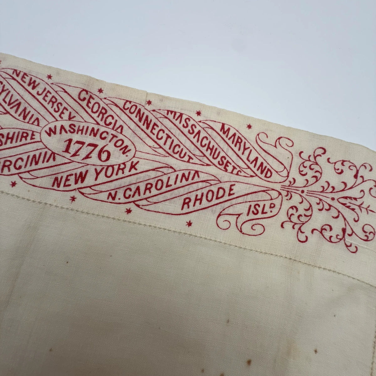Centennial Handkerchief — With the states in 1776 and 1876 printed around the edge
