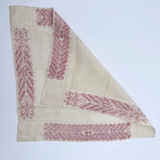 Centennial Handkerchief — With the states in 1776 and 1876 printed around the edge