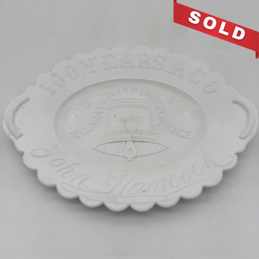 US Centennial Liberty Bell Milk Glass Small Platter — 1876