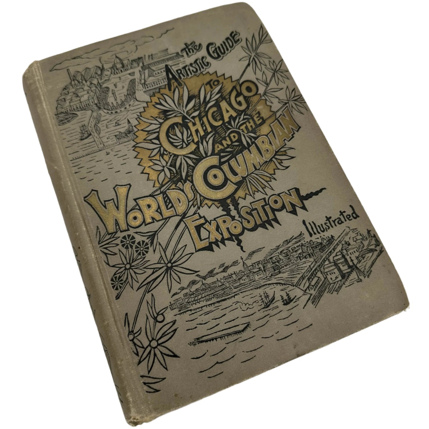 1893 "Artistic Guide to Chicago and the World's Columbian Exposition" with smaller blue book with images of Chicago