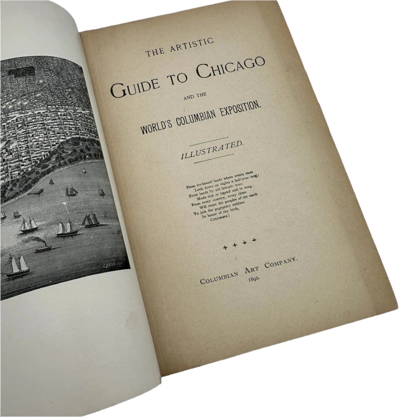 1893 "Artistic Guide to Chicago and the World's Columbian Exposition" with smaller blue book with images of Chicago