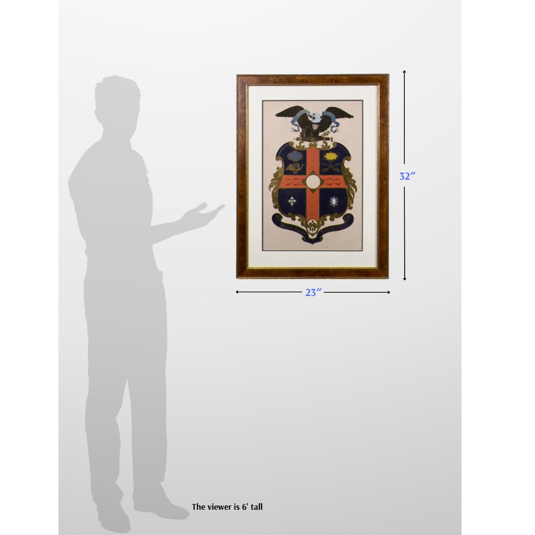 Civil War Escutcheon — Framed — Walton Landor Raymond — 44th Massachusetts Volunteer Militia and the 1st Mass. Cav.
