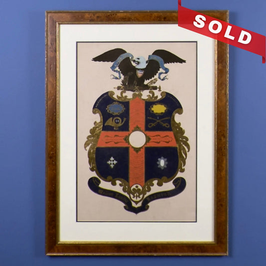 Civil War Escutcheon — Framed — Walton Landor Raymond — 44th Massachusetts Volunteer Militia and the 1st Mass. Cav.