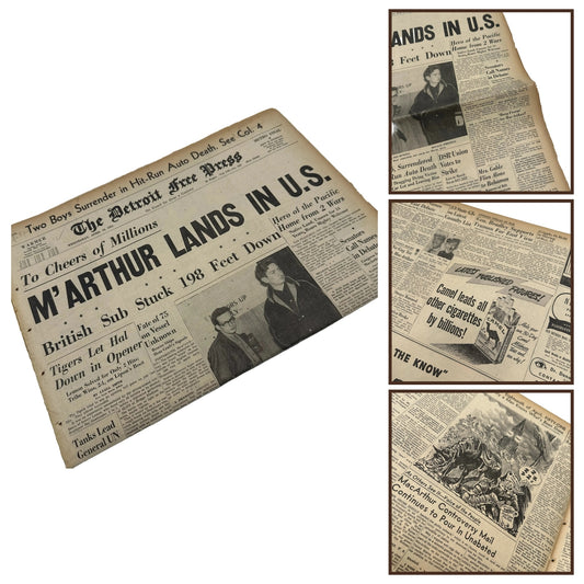 Detroit Free Press — M'Arthur Lands in U.S. — April 18, 1951