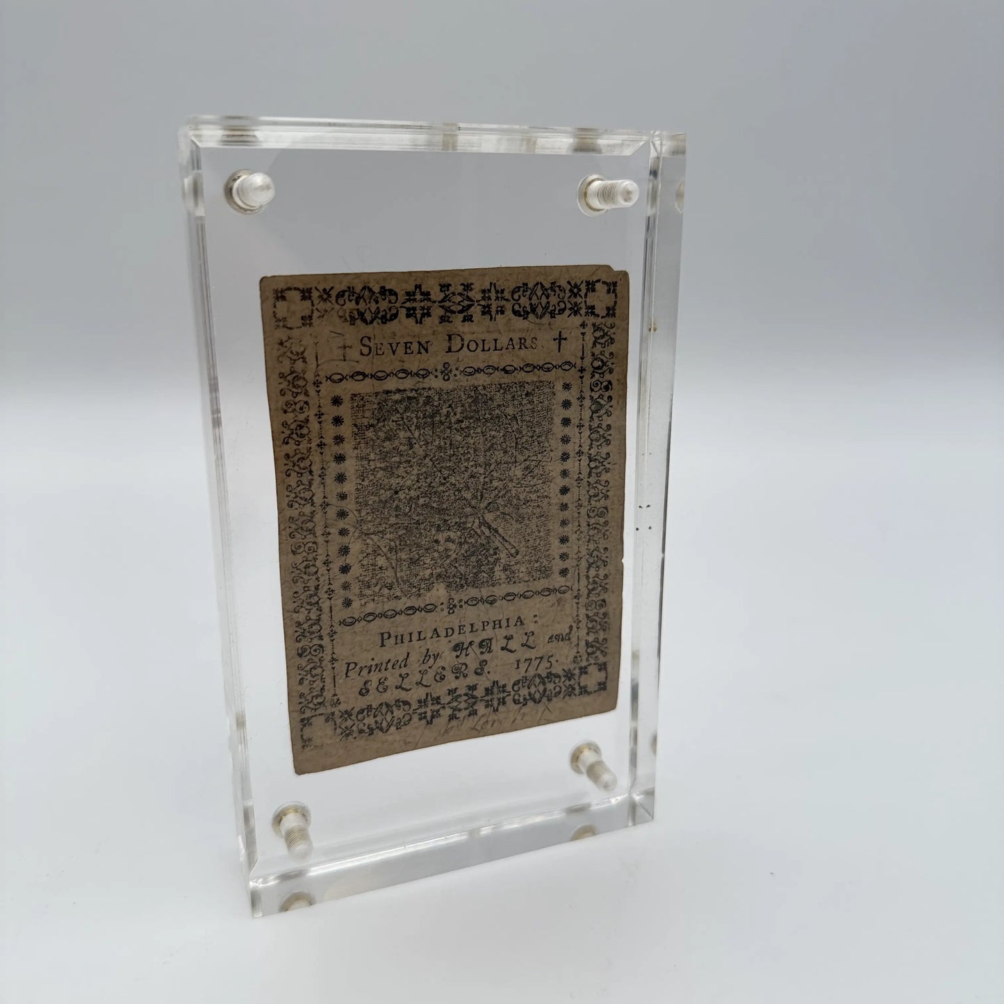 Colonial Currency — Philadelphia — November 29, 1775 — Seven Dollars — Signed by Samuel Morris and John Bayard