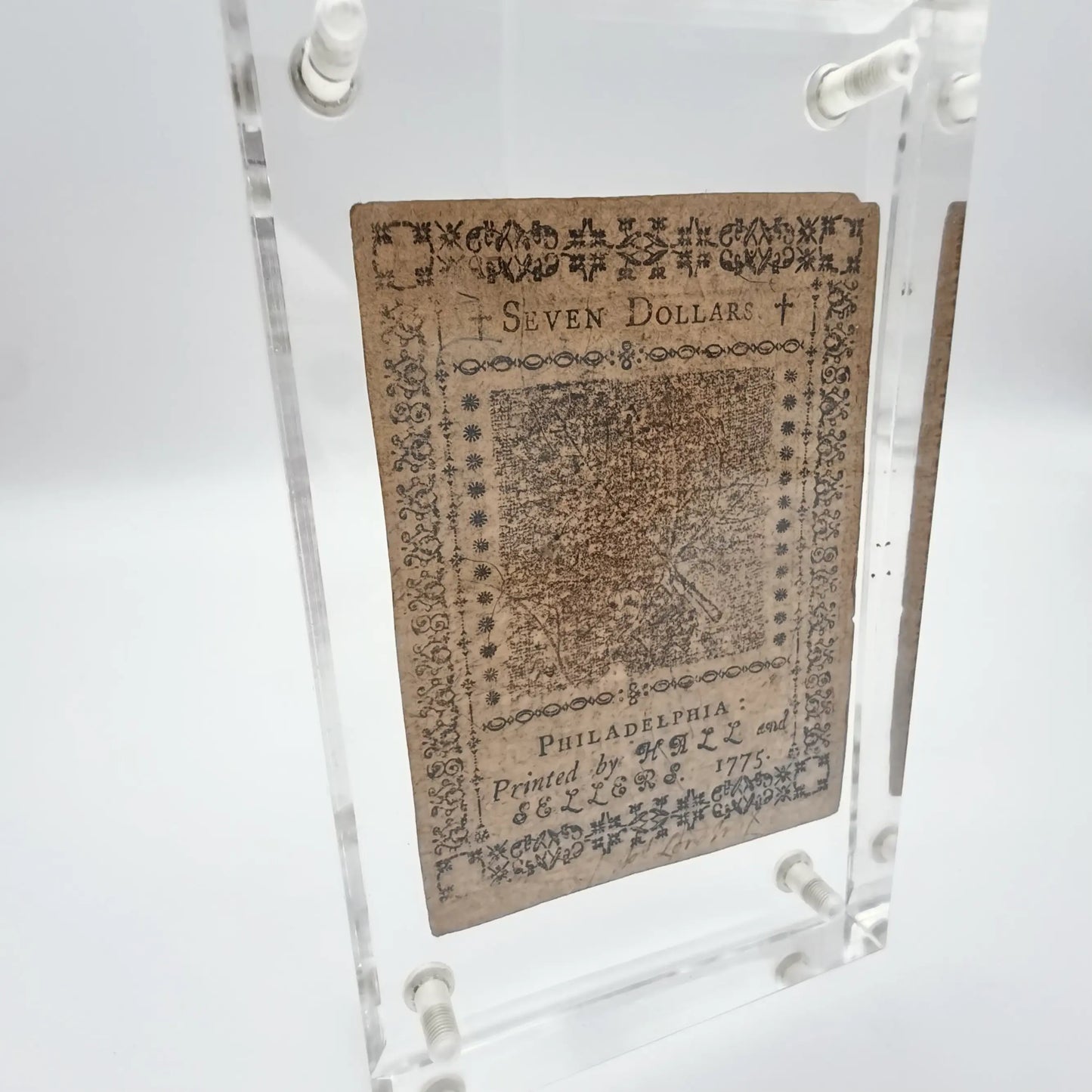 Colonial Currency — Philadelphia — November 29, 1775 — Seven Dollars — Signed by Samuel Morris and John Bayard